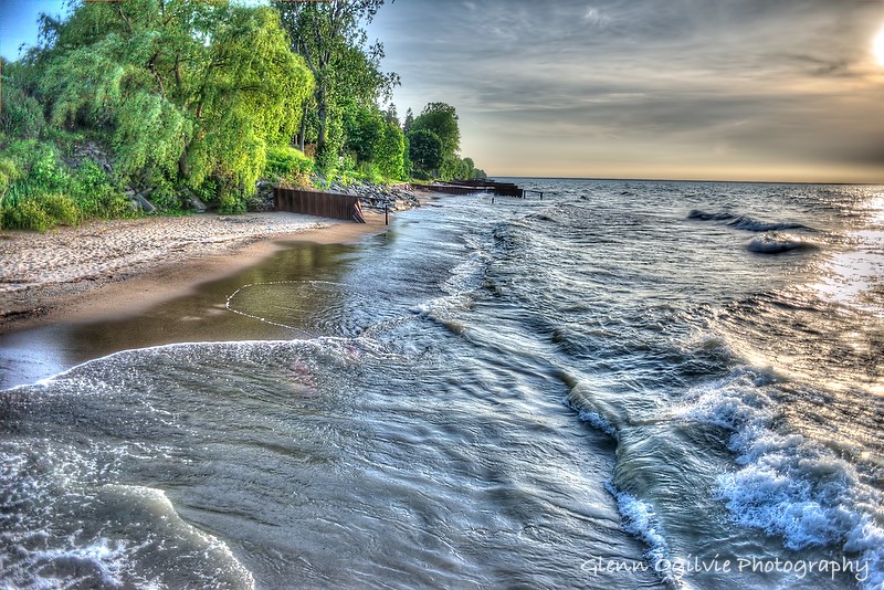 Lake Huron shoreline between Cull Drain and Mike Weir Park. Old Lakeshore Road