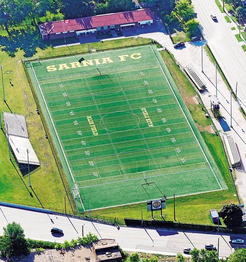 Norm Perry Park is the fabled home of the Sarnia Imperials and its two Grey Cup-winning teams. Resurfaced in 2013 with durable artificial turf, the field is shared today with the Sarnia Football Club, Sarnia Saints rugby and numerous minor sports teams. Glenn Ogilvie