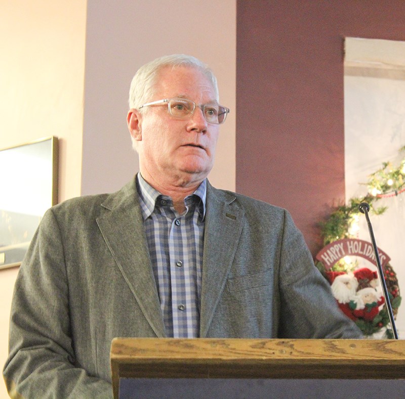 Alex Jongsma, one of five local investors behind a proposed multi-use health campus on the former Sarnia General Hospital site, unveils the group's plans Dec. 17 at the Lochiel Kiwanis Centre. Marco Vigliotti