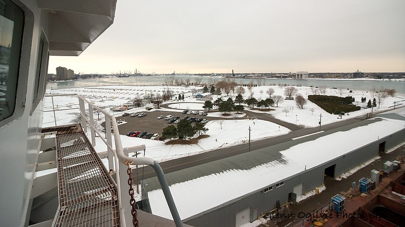 From top, the St. Clair River, Sarnia's Pointlands and the harbour warehouses, as seen from the wheelhouse of the Algoma Olympic. Glenn Ogilvie