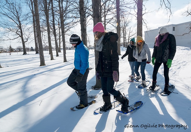 A group of students and staff from St. Clair Secondary's 'Try a Day Club' set off on snowshoes during one of this winter's coldest days. Glenn Ogilvie 