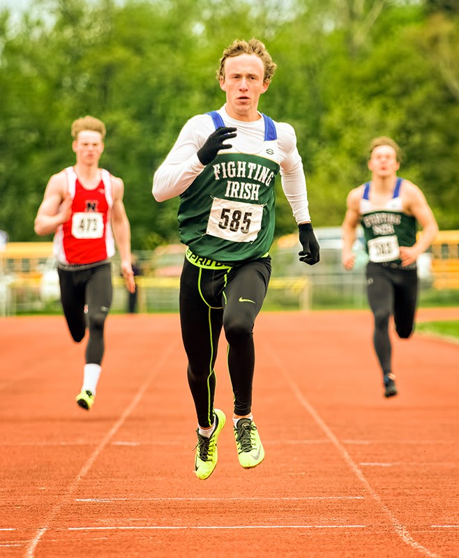 Joey Eddleston of St. Pat's placed first in the senior boys 200m dash. Bruce Smith, Special to The Journal