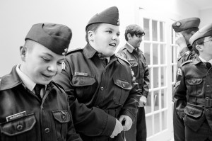 From left: Flight Corporal Jason McDowell and Leading Air Cadet Joshua Gibson mingle with the other cadets during a break between classes. Troy Shantz