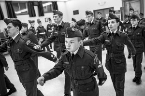 Cadets march in formation during an exercise. Troy Shantz