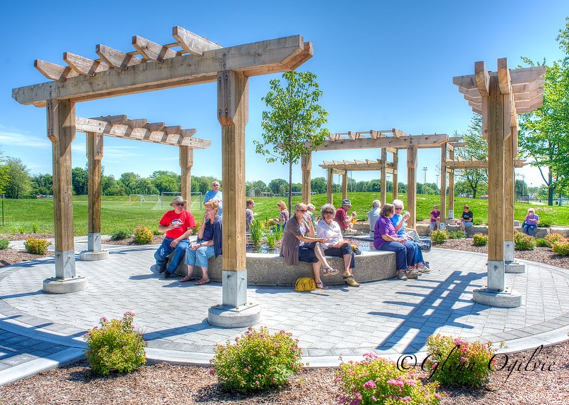 More than 100 people attended the official opening, including this group checking out a new pergola. Glenn Ogilvie  