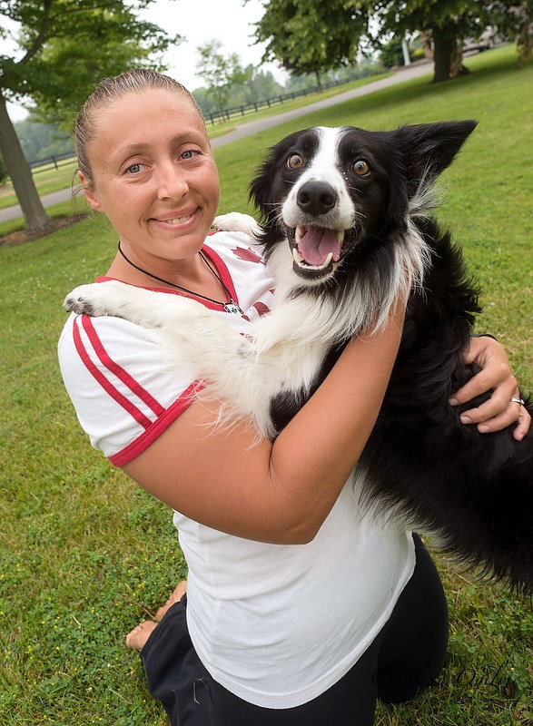 Karen Childs and her dog Cash are headed to an international agility and control competition in Germany this month. The pair train at the Fox and Hound. Glenn Ogilvie