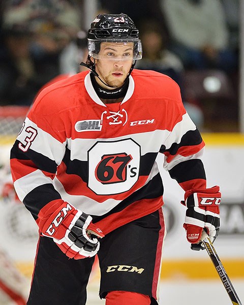Sam Studnicka of the Ottawa 67&#8217;s. Photo by Terry Wilson / OHL Im