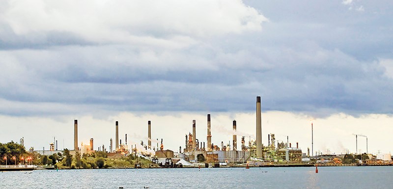 Sarnia skyline and Chemical Valley at night