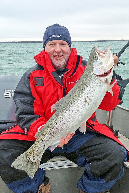 Mike Dillabough of Corunna won the Trout-Boat Category at the 2016 Bluewater Anglers Salmon Derby with this 10.86 lb. rainbow trout. Submitted Photo
