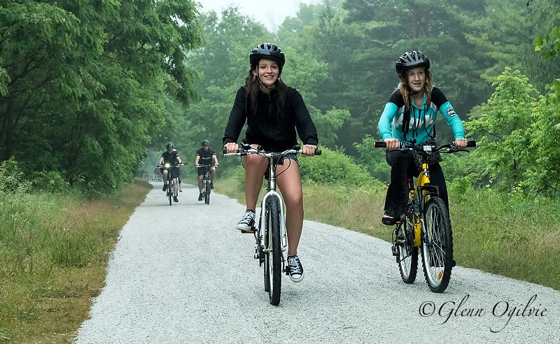 The 10-kilometre course took in a newly refurbished section of the Howard Watson Nature Trail. Seen here are Lakeroad students Rain Morgen, left, and Jayla Shaw. 