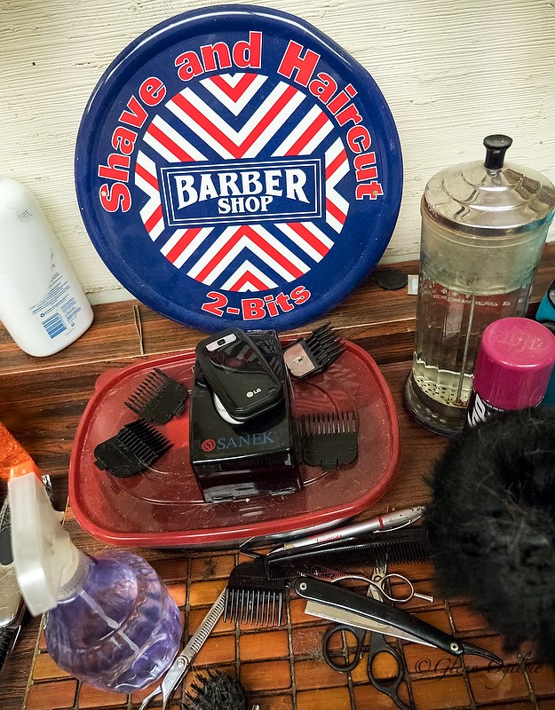 The tools of the trade at Kirk's Barbershop, which is closing its doors this month. Glenn Ogilvie