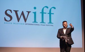 Organizer Ravi Srinavasan greets a  packed Imperial Theatre on the opening night of SWIFF on Nov. 3. The festival featured15 international and Canadian flicks. Troy Shantz