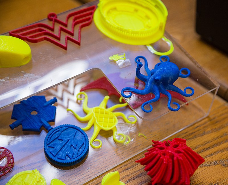 Items created with 3D printers at the Sarnia Library's Makerspace.  Troy Shantz