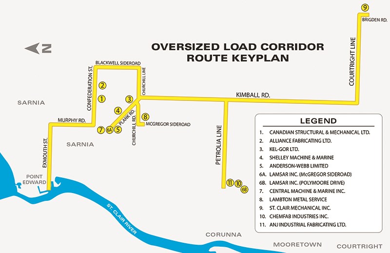 The road corridor will help 11 local manufacturers get their supersized products to Sarnia Harbour for shipping. Journal Graphic