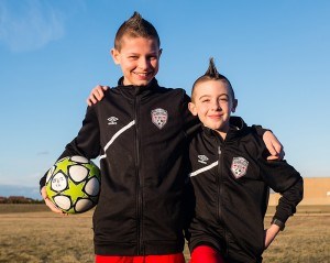 Tyler Hopwood, 11, left, and Kieran Maddock, 12, both of the Sarnia FC soccer club, have been selected to play in the Gothia Cup in Gothenburg, Sweden. Troy Shantz