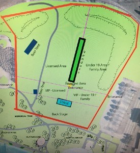 A site map showing the tentative layout of Bluewater BorderFest in Centennial Park. Submitted Image