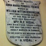 A plaque in All Saints' Anglican Church dedicated to Anna Maria Penrose (French) Mitton.