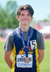 Josh Grondin of Alexander Mackenzie Secondary won a bronze medal in the ambulatory 800 metre run at the OFSAA Track and Field Championhsips in Belleville, Ont. on June 3. Bruce Smith, Special to The Journal