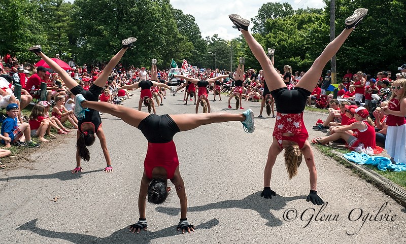 Members of the Bluewater Gymnastics Club perform for a huge crowd lining the parade route. Glenn Ogilvie 