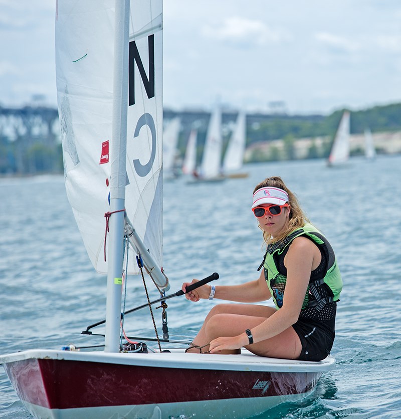 15-year-old Poet Bernard, of Ashbridge’s Bay Yacht Club, focuses on an coming turn. Unlike many sports, women and men compete side-by-side in competitions. Troy Shantz