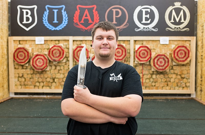 Brett Dewhirst, 22, recently launched SOS Knife Throwing. Troy Shantz