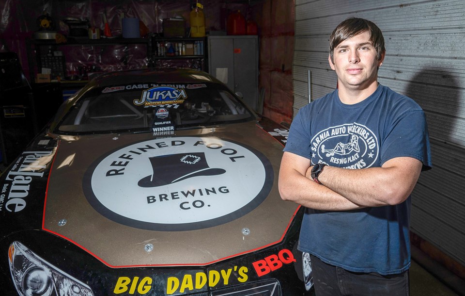 Jaden Chapman, 25, and his custom built Chevy Impala stock car.Troy Shantz