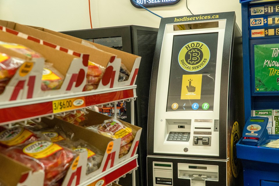 The Bitcoin ATM at Russell&#8217;s Corner variety story in Sarnia.Troy Shantz.