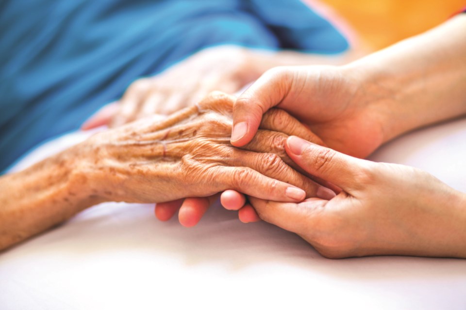 Caring hand seniors elderly dementia