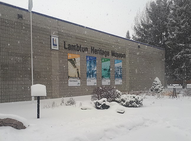 Snowy exterior of Lambton Heritage Museum (County of Lambton photo)