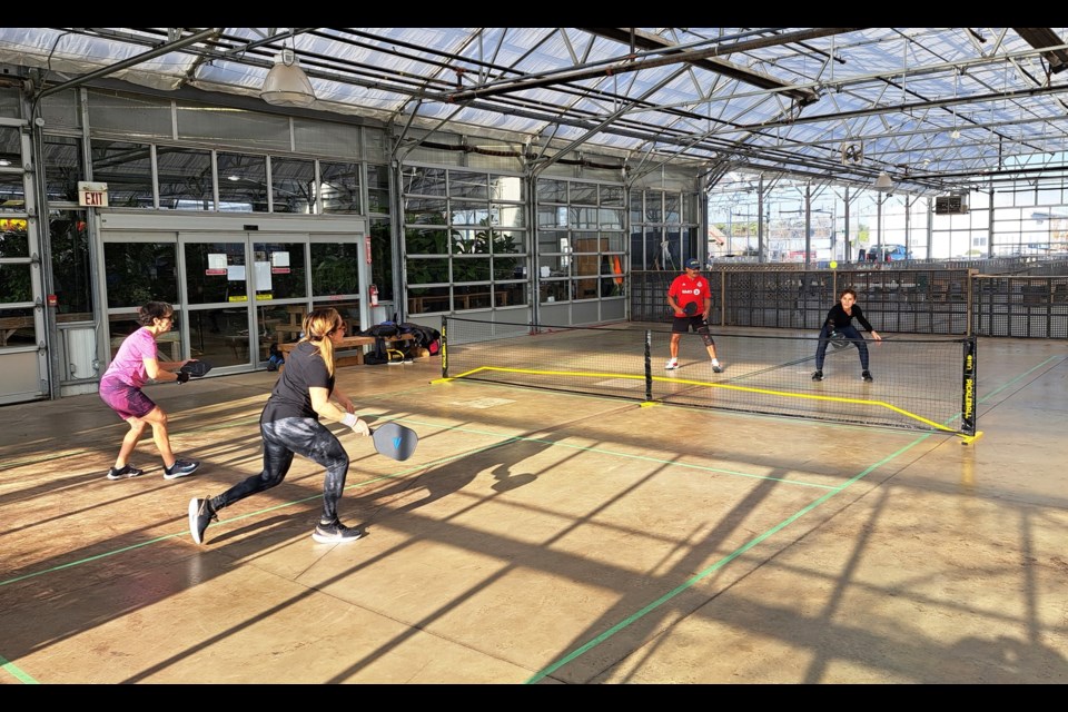 Pickleball action at Degroots Nurseries. 