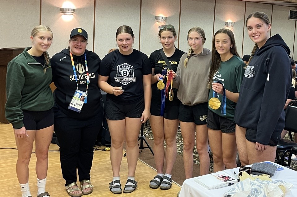 Colleen Sostorics, second from left, with the athletes in the U18 camp. 