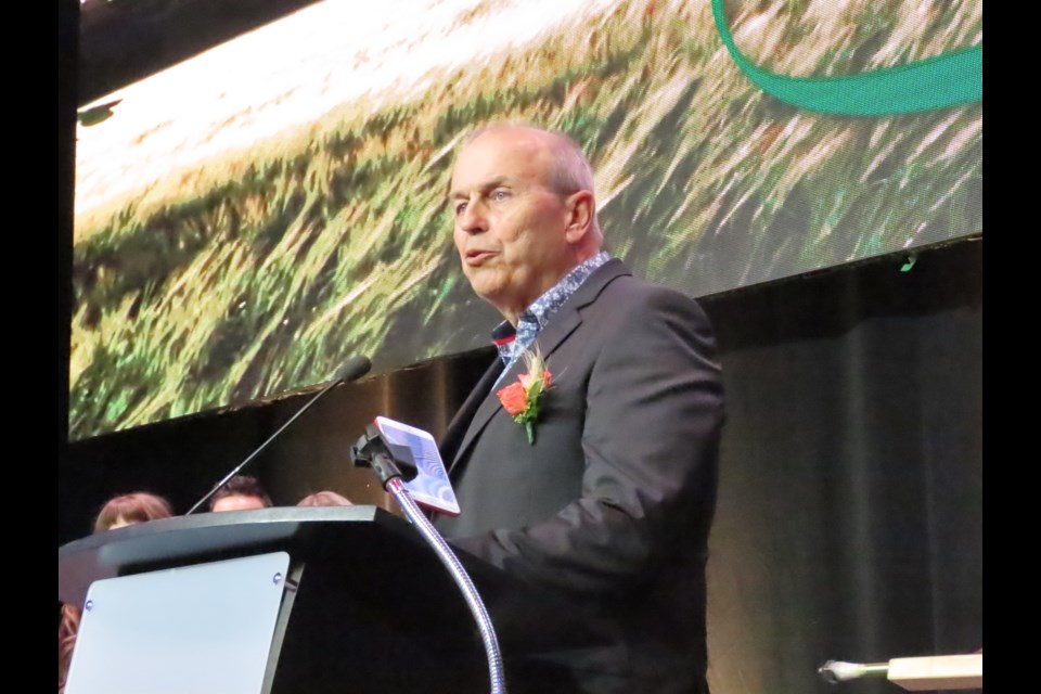 The newest Outlook area inductee to the Saskatchewan Ag Hall of Fame, Grant Carlson credits his family and the community for helping him get to where he is today. Photo by Derek Ruttle.