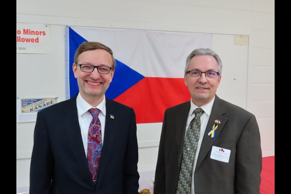 Czech Ambassador Borek Lizec with Larry Mikulcik, President of the Glenside Jan Hus Society.