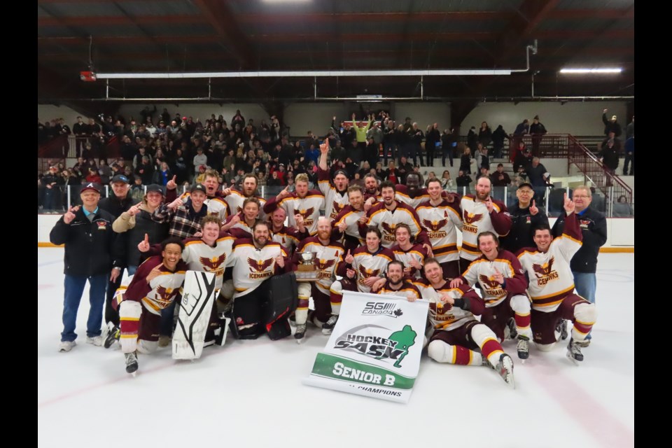 The newest Provincial Senior 'B' Champions, the Outlook Ice Hawks.