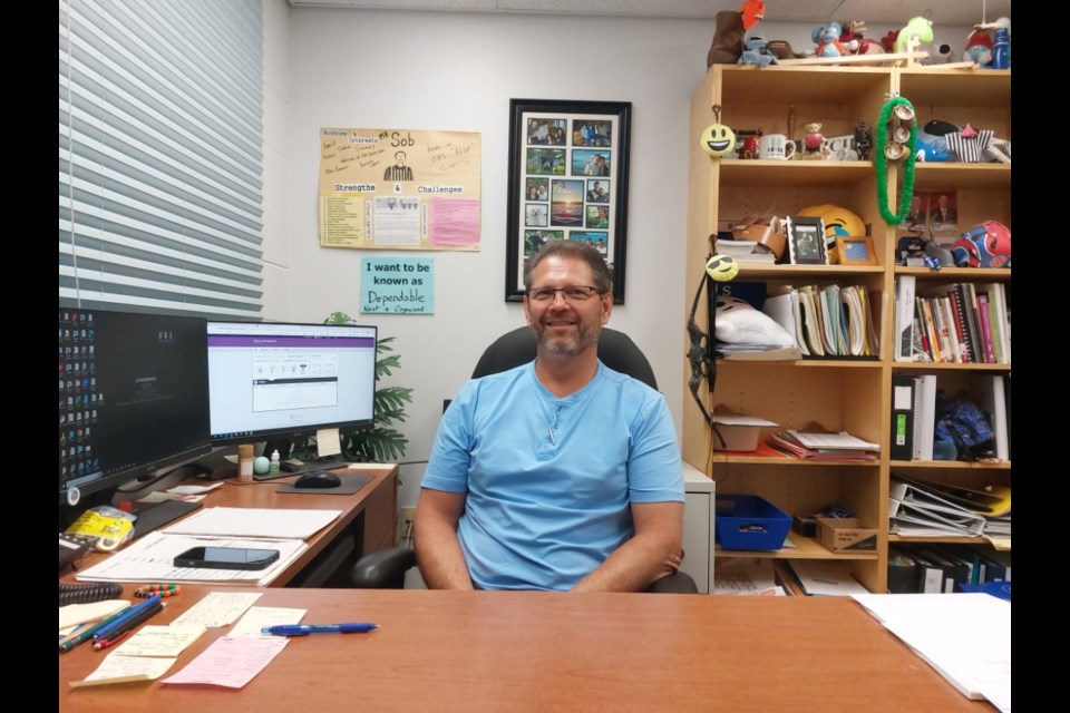 Kim Sobkowicz has enjoyed the 28 years he's spent in the halls and classrooms of Outlook High School. Photo: Derek Ruttle/The Outlook