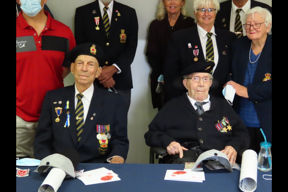 Robert Taylor and Lyman Peardon, a combined age of nearly 200 years, were the guests of honor at a gathering in Loreburn.