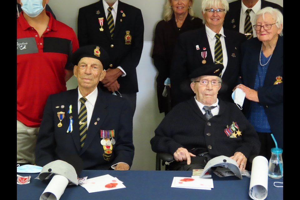 Robert Taylor and Lyman Peardon, a combined age of nearly 200 years, were the guests of honor at a gathering in Loreburn.