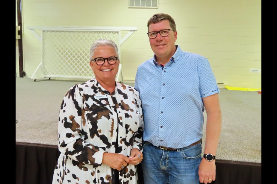 Outlook mayor Maureen Weiterman with Premier Scott Moe.