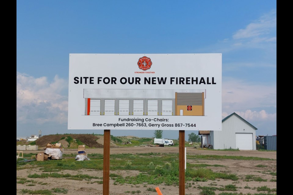 This sign showing the location of Outlook's new fire hall can be seen along McKenzie Street heading north. Photo by Derek Ruttle.