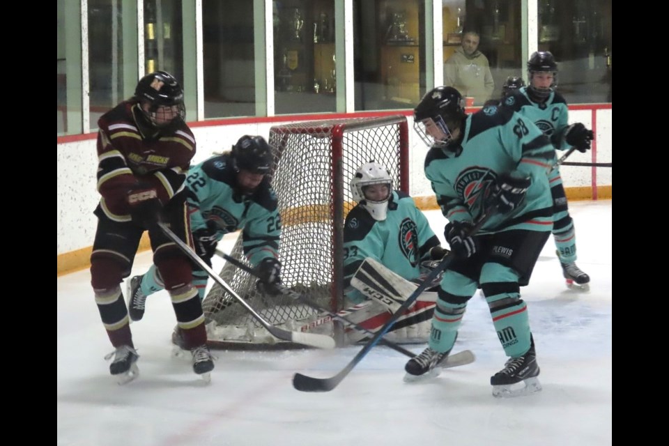 The action by the pipes got fast and furious at times. Photo by Derek Ruttle.