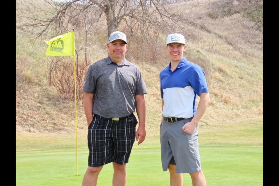 Outlook Riverview Golf chairman Mario Chabot and clubhouse manager Logan Pyett.