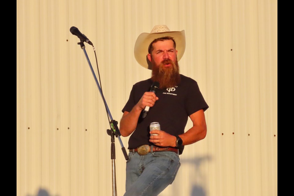 Popular Saskatchewan comedian and social media personality Quick Dick McDick had the crowd laughing to kick off the night's events. Photo: Derek Ruttle/The Outlook