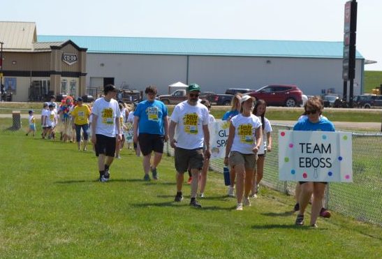 Jeannette Ebert led the first five laps of the Norquay School Relay for Life. Photo by Liz Jacobsen