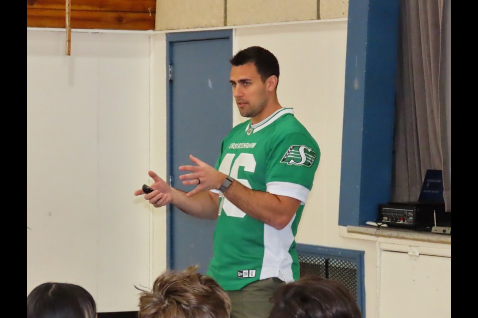 Jorgen spoke on mental health issues and how to seek help. Photo: Derek Ruttle/The Outlook