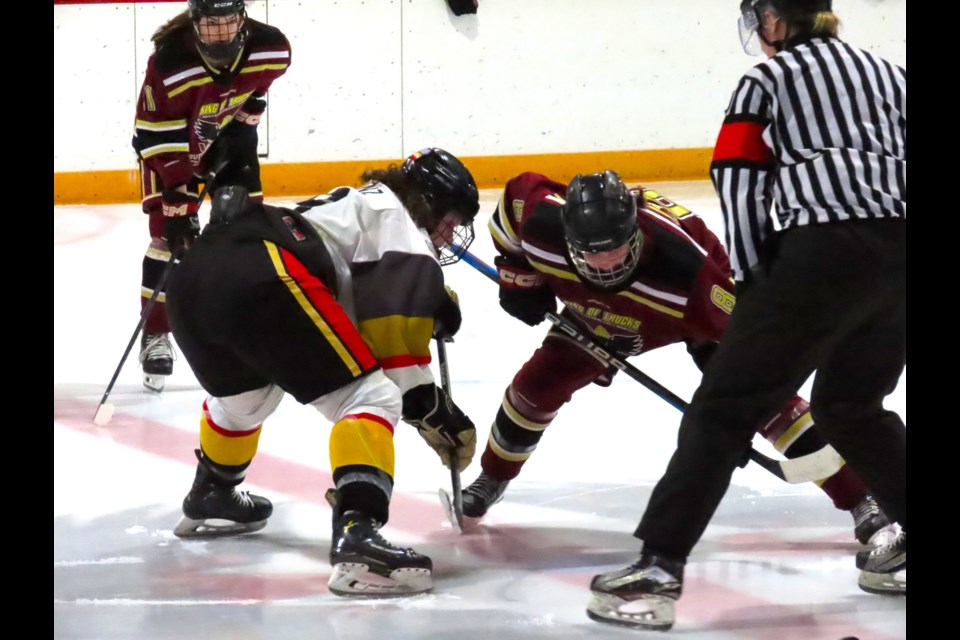 The action in Game One at the Jim Kook Rec Plex was swift and tense. Photo by Derek Ruttle.