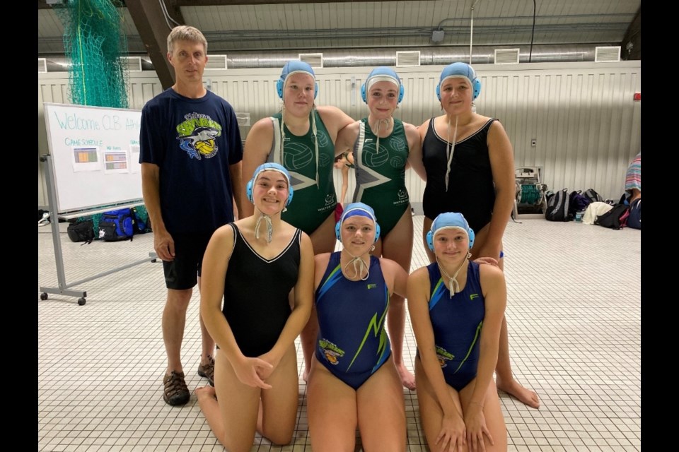 Back row, from left, coach Neal Linthicum, Ryan Hoeving, Jennika Linthicum,
Front row,  Mahlyn Bomberak and Marlow Molstad.