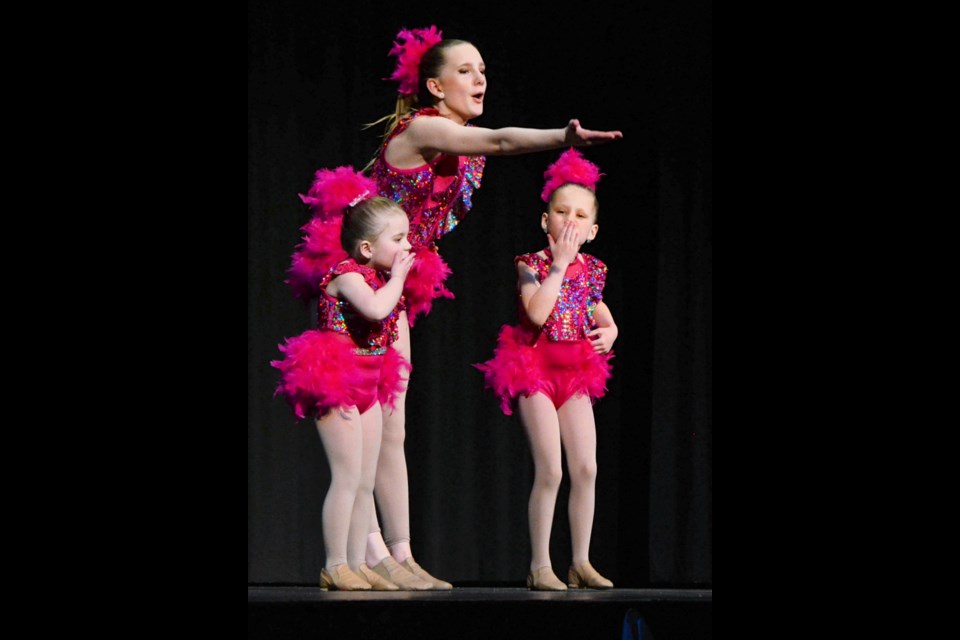 The audience at the Flourish spring dance recital in Unity April 20 was rewarded by blown kisses from some of the dancers. Blowing kisses after a jazz number are teaching assistant Baylee Boerrichter and students Rylee Tanner and Emma Sander.