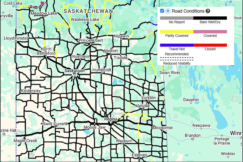 A look at the Highway Hotline map at 3:50 p.m. Sunday. 
