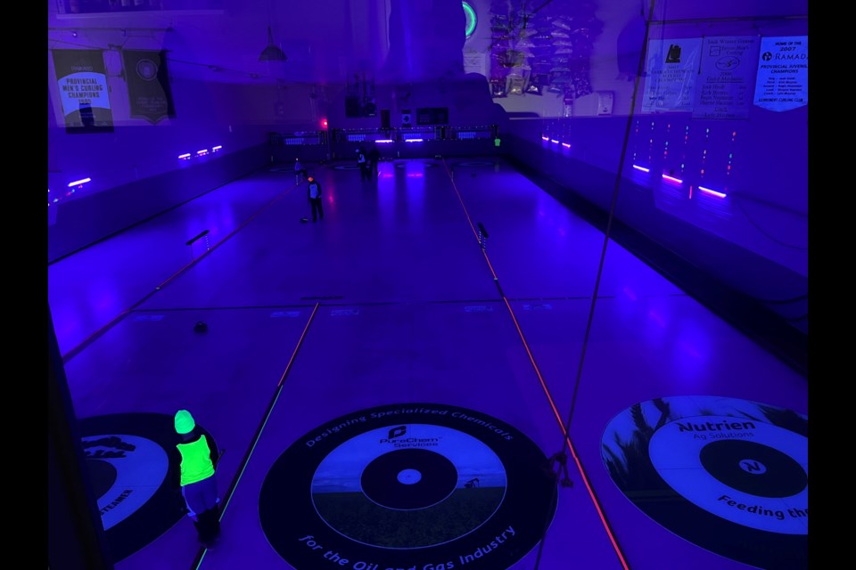 Black lights were installed, giving the Kerrobert Curling Rink a new glowing look.