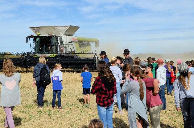 Students got to see the combines in action during their Farming for the Future field trip at North West Terminal.